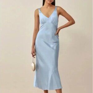 Reformation Daytona Silk Dress in Blue